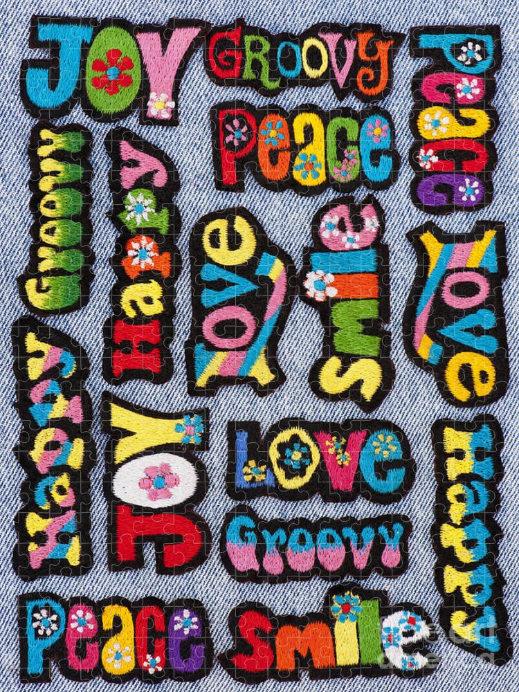 Embroidery Jigsaw Puzzle featuring the photograph Rainbow Text by Tim Gainey