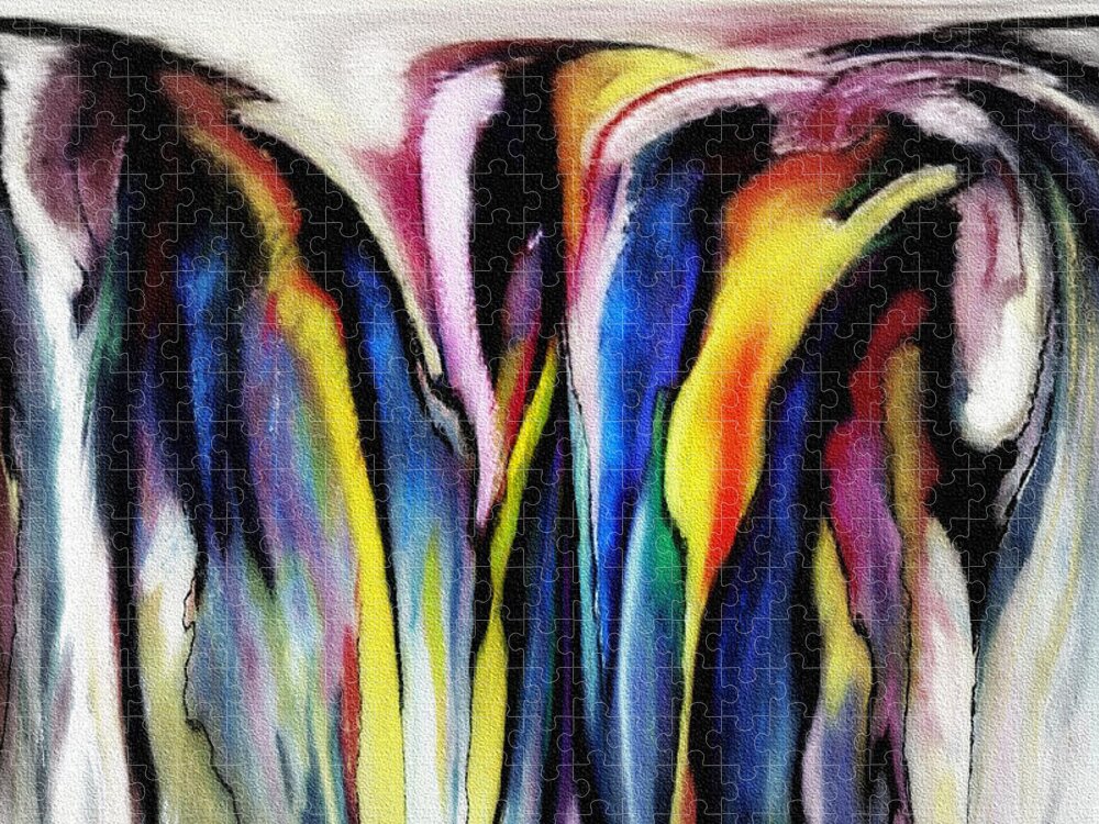 Abstract Jigsaw Puzzle featuring the photograph Rainbow Waterfall by Jodie Marie Anne Richardson Traugott     aka jm-ART