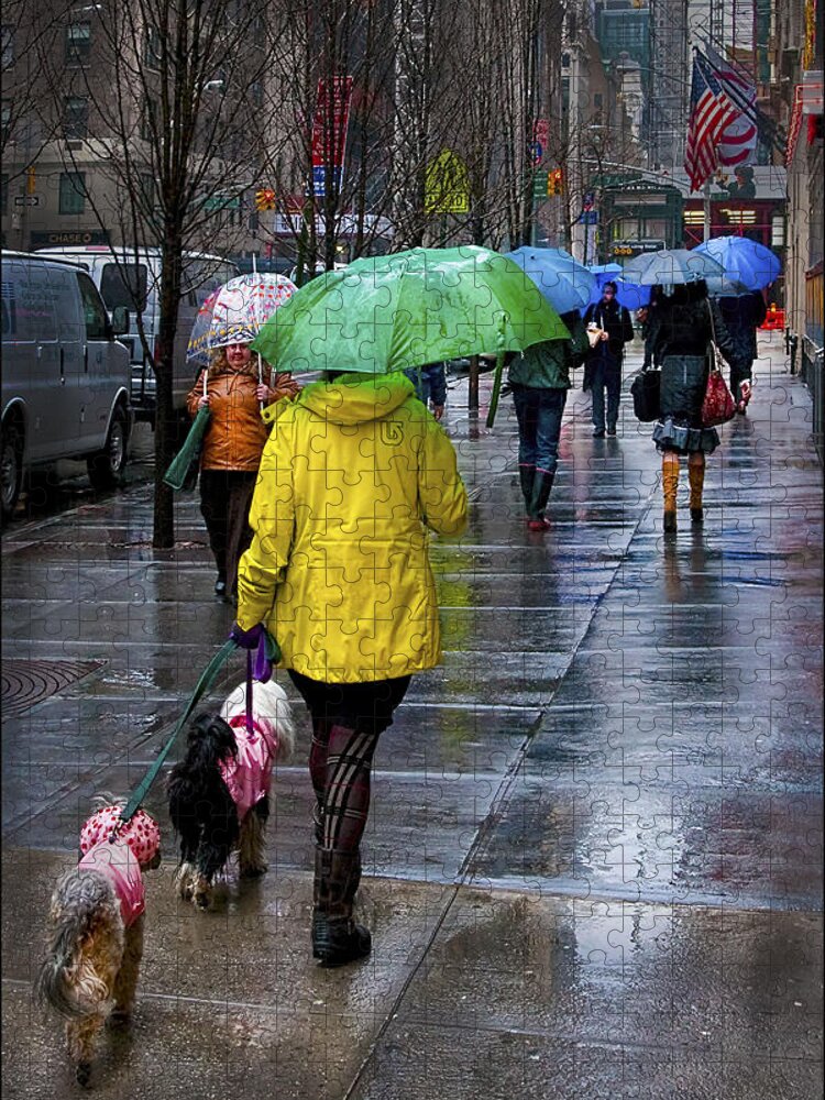 Umbrellas Jigsaw Puzzle featuring the photograph Rainy Day in Manhattan by Peggy Dietz