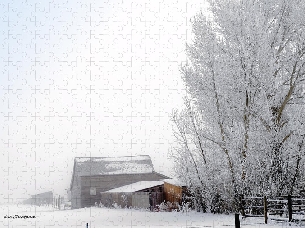 Barn Jigsaw Puzzle featuring the photograph Ranch in Frozen Fog by Kae Cheatham