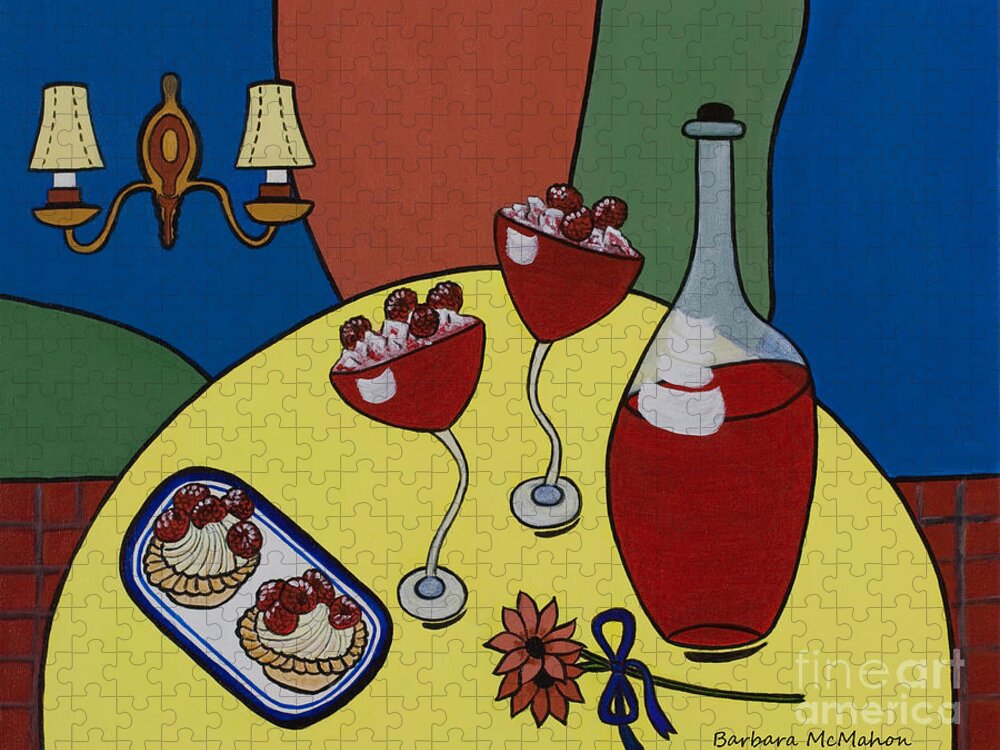 Cafe Art Jigsaw Puzzle featuring the painting Raspberry Wine by Barbara McMahon
