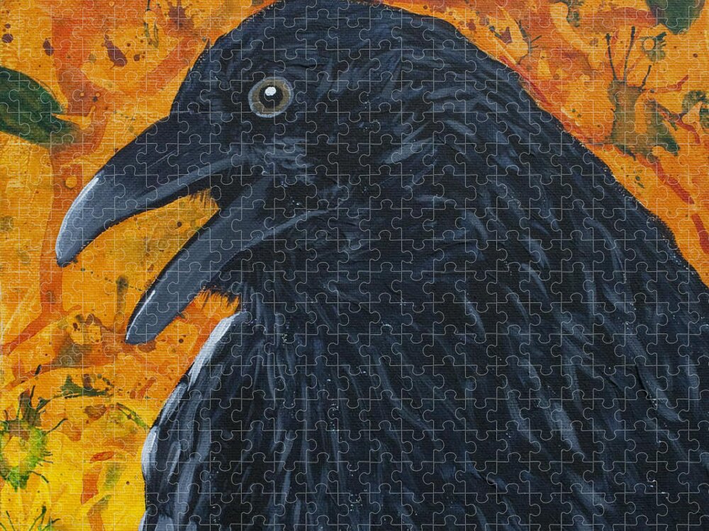 Raven Jigsaw Puzzle featuring the painting Raven Festival by Jaime Haney