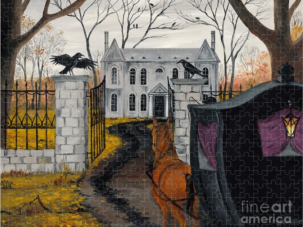Realism Jigsaw Puzzle featuring the painting Raven's Estate by Margaryta Yermolayeva