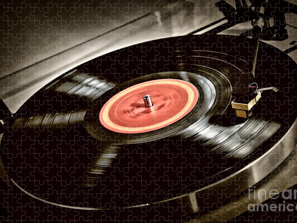 Vinyl Jigsaw Puzzle featuring the photograph Record on turntable by Elena Elisseeva