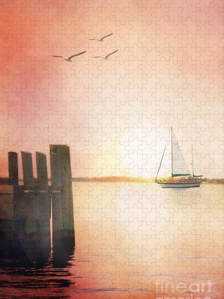 Boat Jigsaw Puzzle featuring the photograph Red at Night by Stephanie Frey