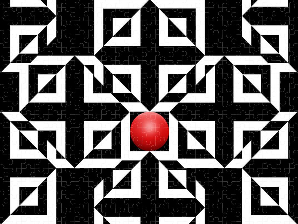 Abstract Jigsaw Puzzle featuring the digital art Red Ball 5 by Mike McGlothlen
