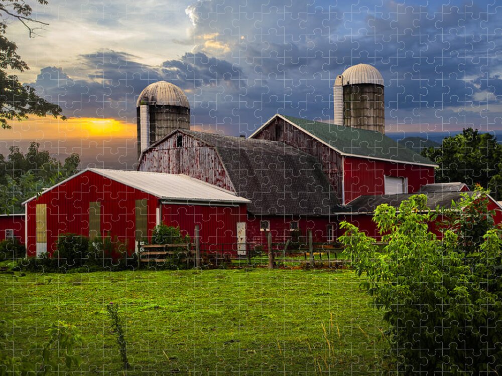 Appalachia Jigsaw Puzzle featuring the photograph Red Barns by Debra and Dave Vanderlaan