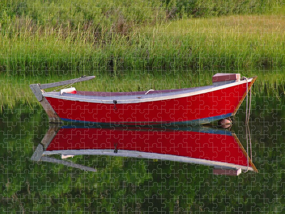 Solitude Jigsaw Puzzle featuring the photograph Red Boat by Juergen Roth