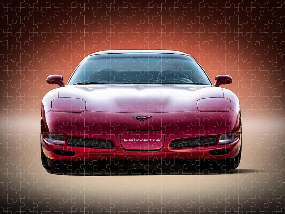 Corvette Jigsaw Puzzle featuring the digital art Red by Douglas Pittman