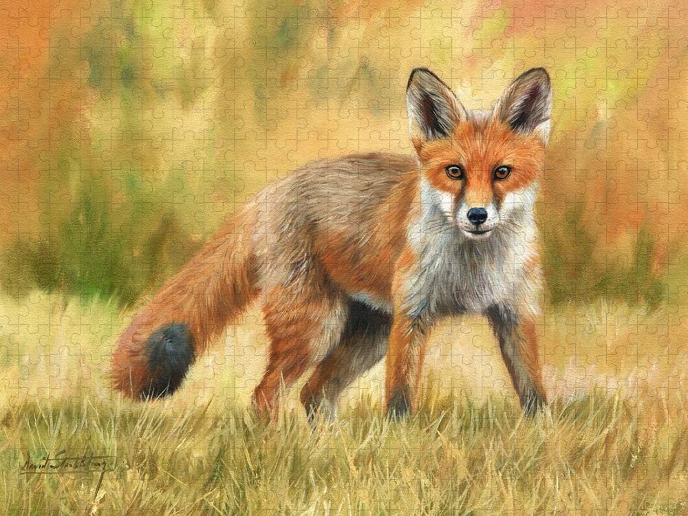 Fox Jigsaw Puzzle featuring the painting Red Fox by David Stribbling