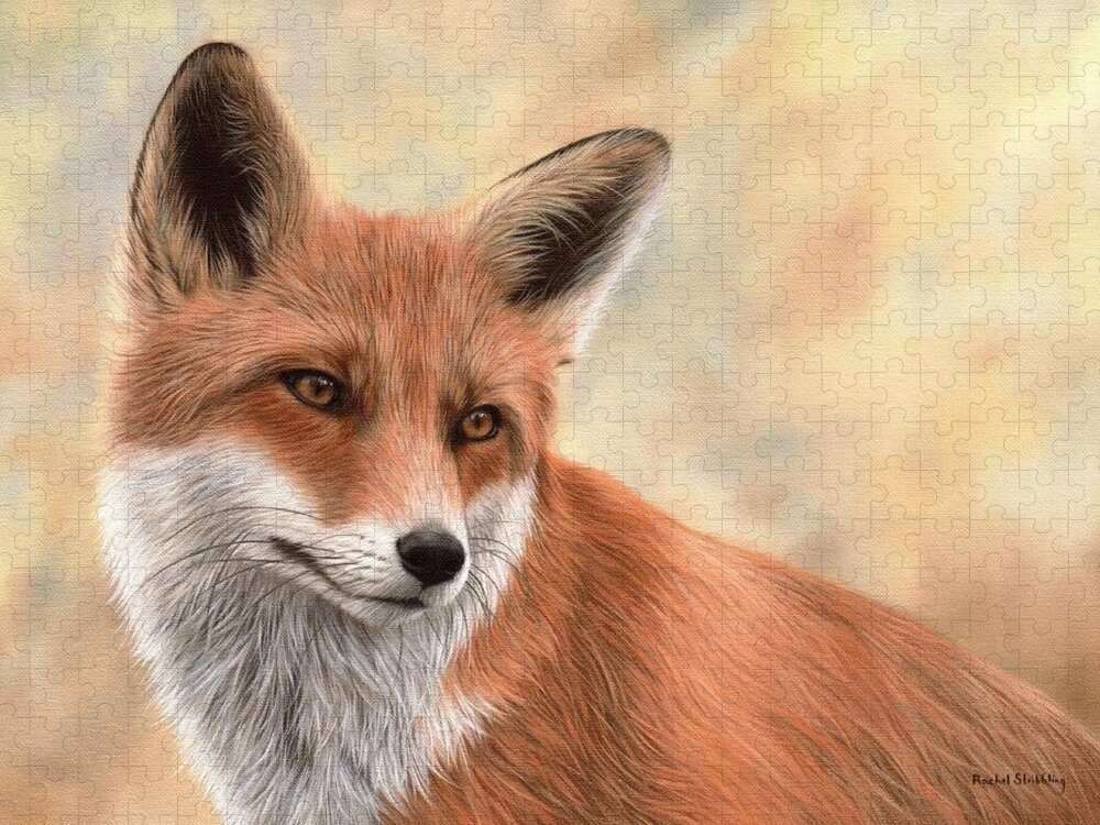 Fox Jigsaw Puzzle featuring the painting Red Fox Painting by Rachel Stribbling