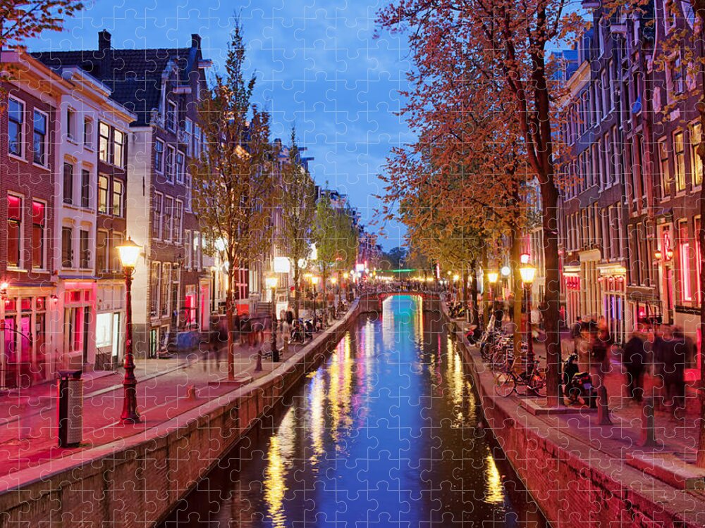 Amsterdam Jigsaw Puzzle featuring the photograph Red Light District in Amsterdam by Artur Bogacki