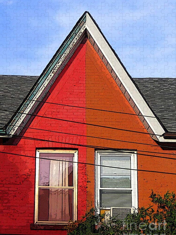 Red Jigsaw Puzzle featuring the photograph Red-Orange House by Nina Silver