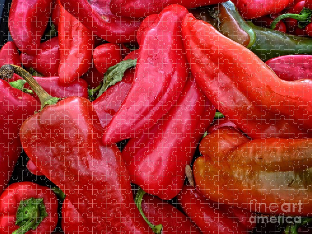 Red Jigsaw Puzzle featuring the photograph Red Peppers by Dee Flouton