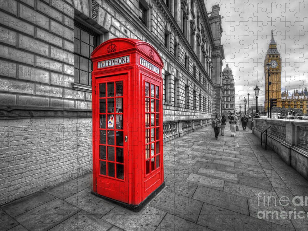 Yhun Suarez Jigsaw Puzzle featuring the photograph Red Phone Box And Big Ben by Yhun Suarez