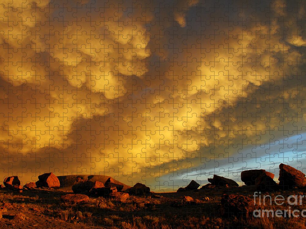 Red Rock Coulee Jigsaw Puzzle featuring the photograph Red Rock Coulee Sunset by Vivian Christopher