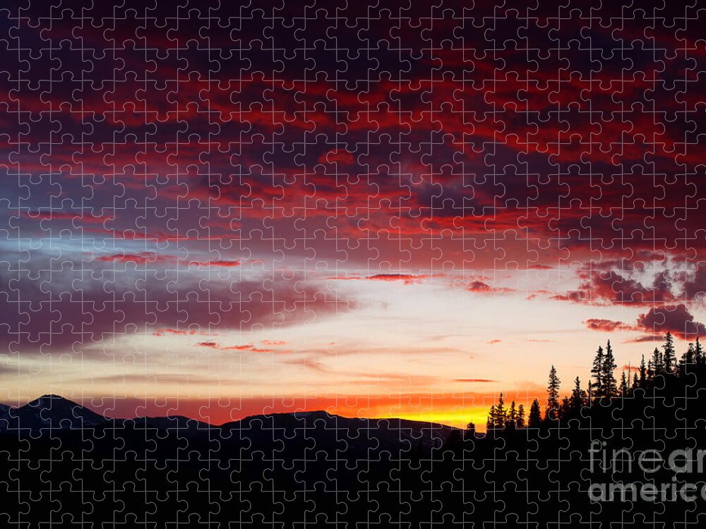 Echo Lake Sunset Jigsaw Puzzle featuring the photograph Red Sky by Jim Garrison