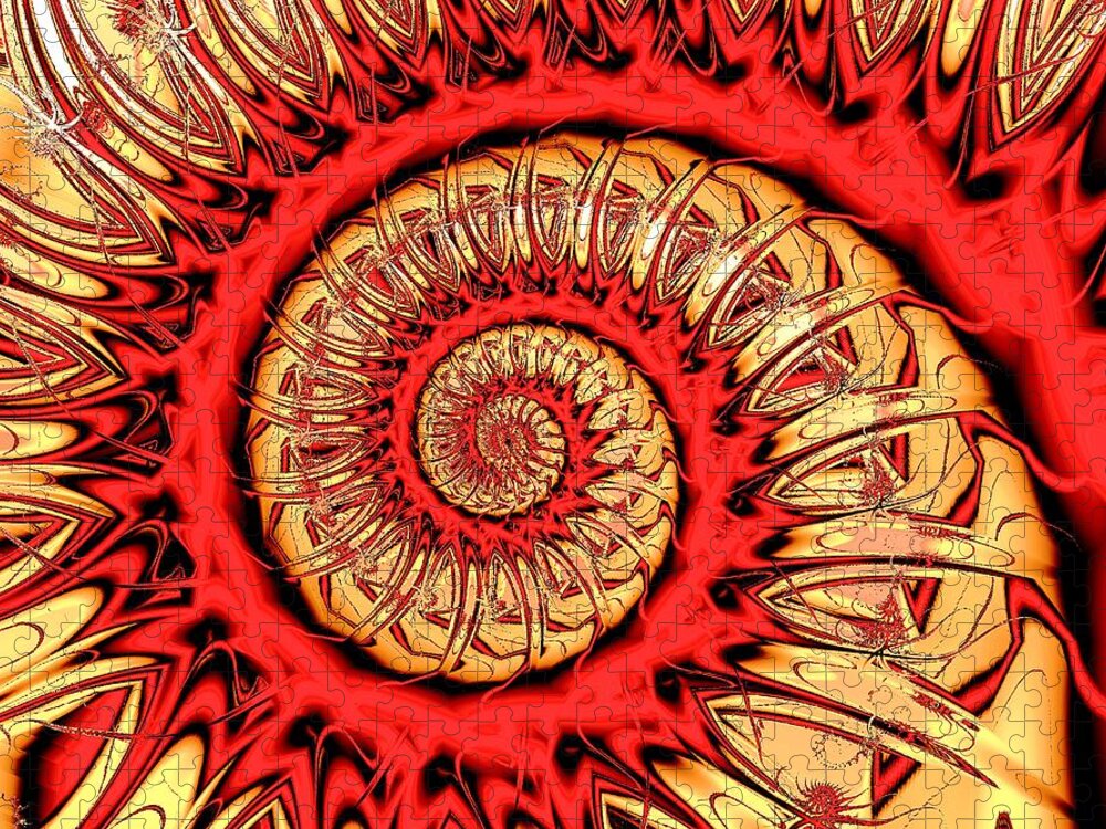 Computer Jigsaw Puzzle featuring the digital art Red Spiral by Anastasiya Malakhova