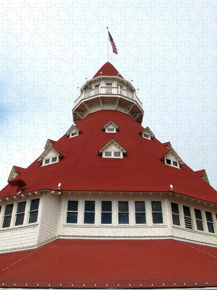 Turret Jigsaw Puzzle featuring the photograph Red Turret - Hotel del Coronado by Connie Fox