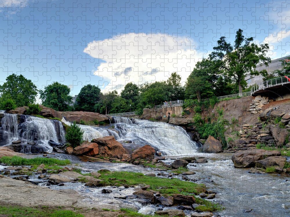 Reedy Jigsaw Puzzle featuring the photograph Reedy River Falls by David Hart