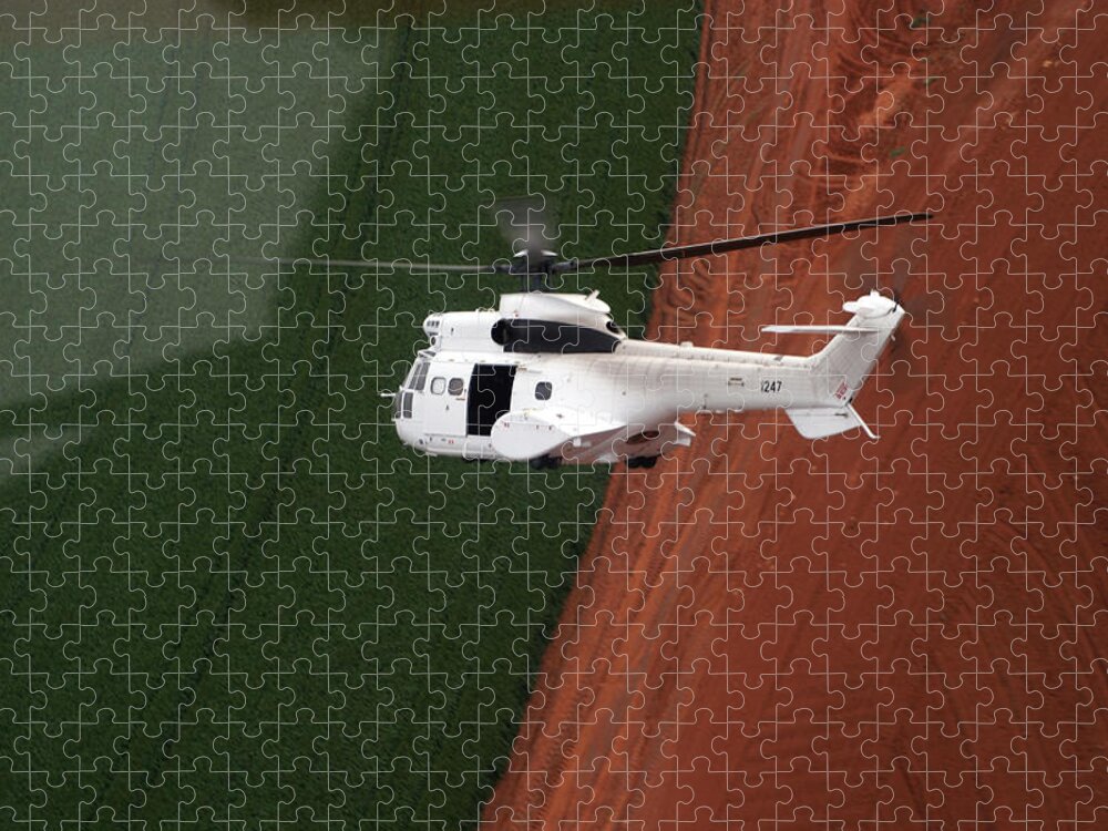Reflection Jigsaw Puzzle featuring the photograph Reflective Helicopter by Paul Job