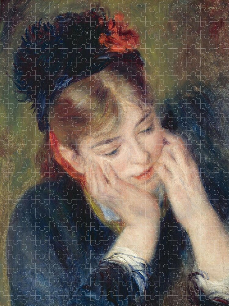 Pierre-auguste Renoir Jigsaw Puzzle featuring the painting Reflexion by Pierre-Auguste Renoir