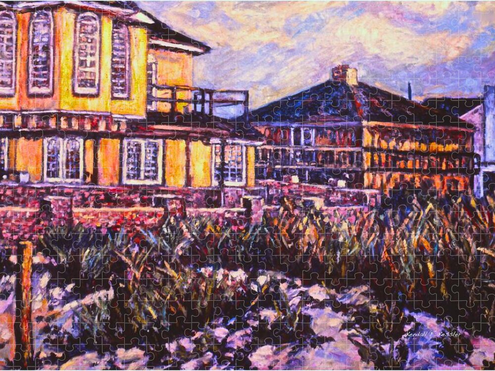 Landscape Jigsaw Puzzle featuring the painting Rehoboth Beach Houses by Kendall Kessler