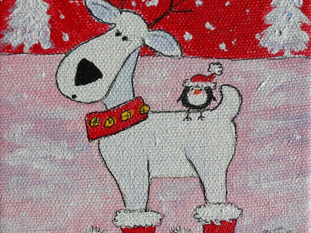 Reindeer Jigsaw Puzzle featuring the painting Reindeer Booties by Julie Brugh Riffey