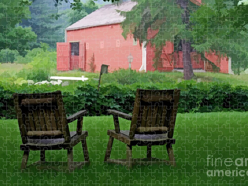 Chairs Jigsaw Puzzle featuring the digital art Resting Spot by Jayne Carney