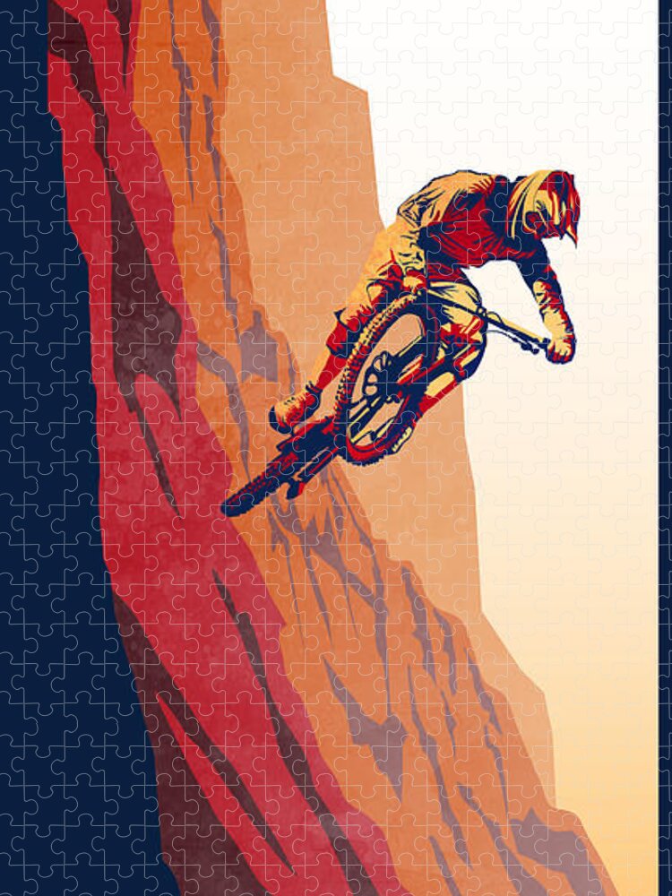Retro Mountain Bike Jigsaw Puzzle featuring the painting Retro cycling fine art poster Good to the Last Drop by Sassan Filsoof