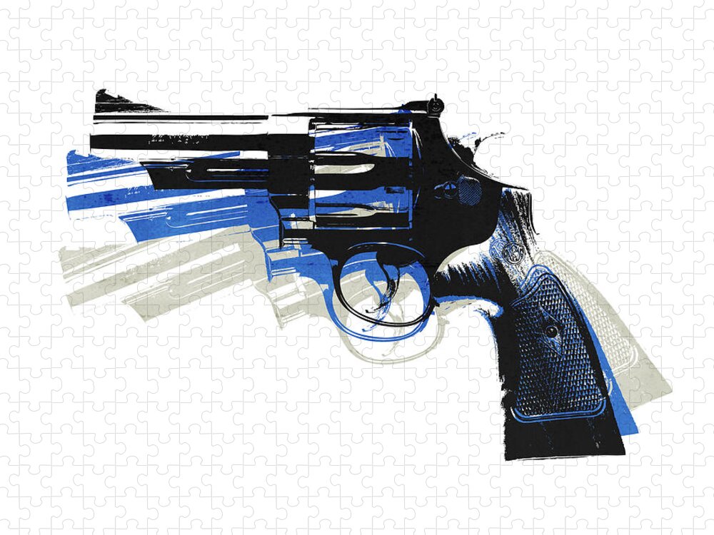 Revolver Jigsaw Puzzle featuring the digital art Revolver on White - left facing by Michael Tompsett