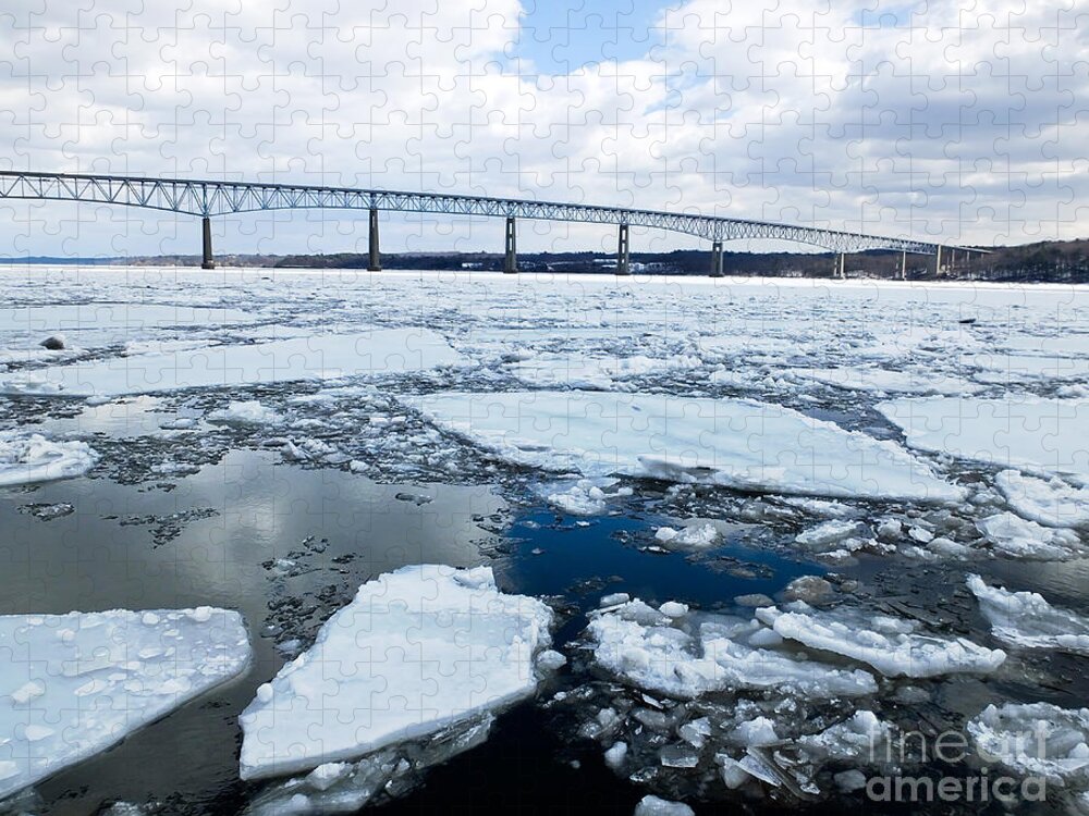 Artoffoxvox Jigsaw Puzzle featuring the photograph Rhinecliff Bridge over the Icy Hudson River by Kristen Fox