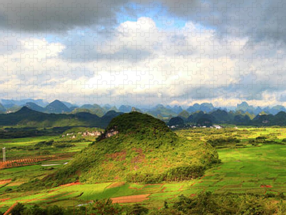 Yangshuo Jigsaw Puzzle featuring the photograph Rice Fields In by Bihaibo
