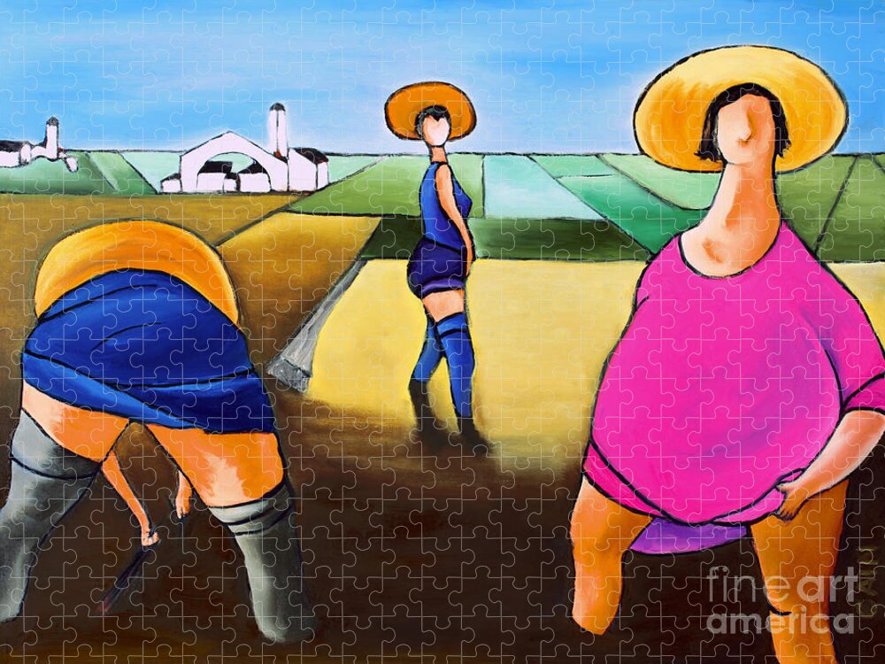 Rice Jigsaw Puzzle featuring the painting Rice Pullers by William Cain