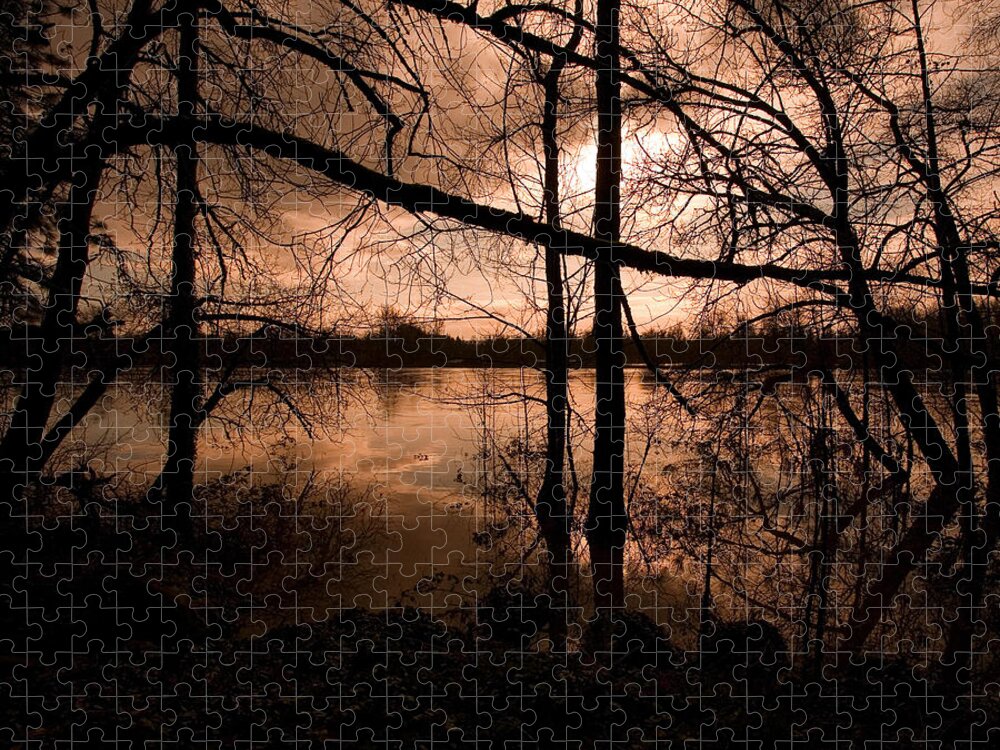Nature Photography Jigsaw Puzzle featuring the photograph River Sunset by Bonnie Bruno