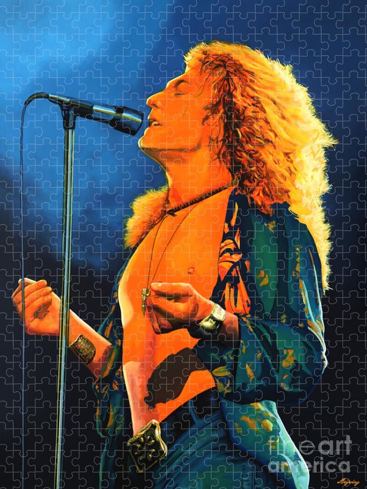 Robert Plant Jigsaw Puzzle featuring the painting Robert Plant by Paul Meijering