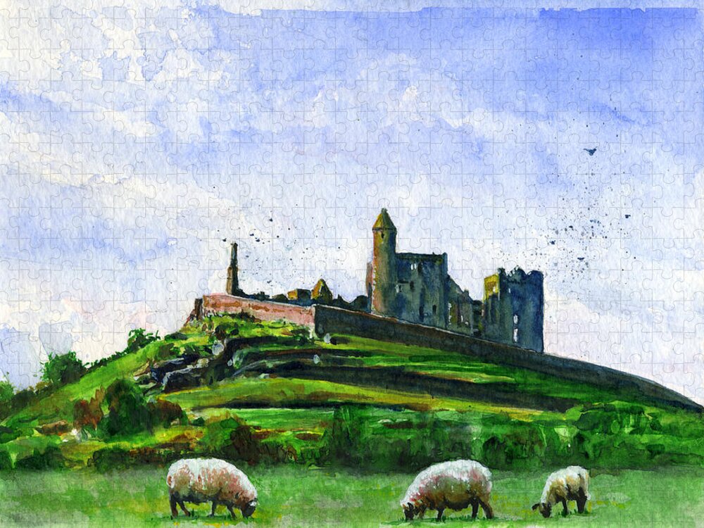 Ireland Jigsaw Puzzle featuring the painting Rock of Cashel Ireland by John D Benson