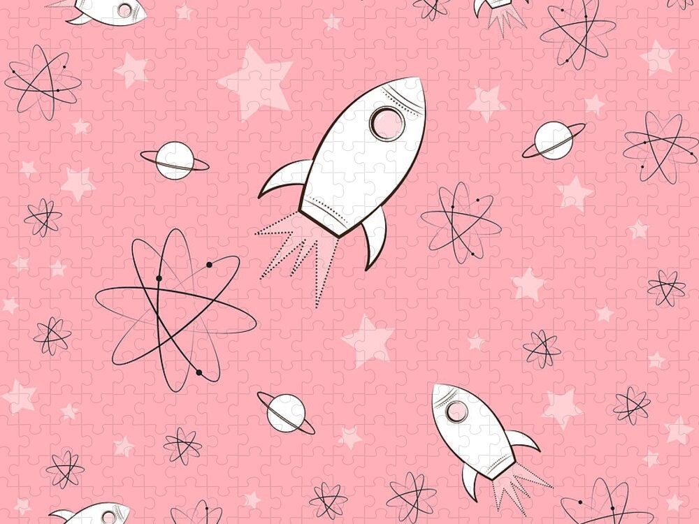 Rocket Jigsaw Puzzle featuring the painting Rocket Science Pink by Amy Kirkpatrick