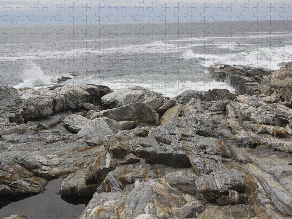 Rocks Jigsaw Puzzle featuring the photograph Rocks and Waves on Monhegan by Jean Macaluso