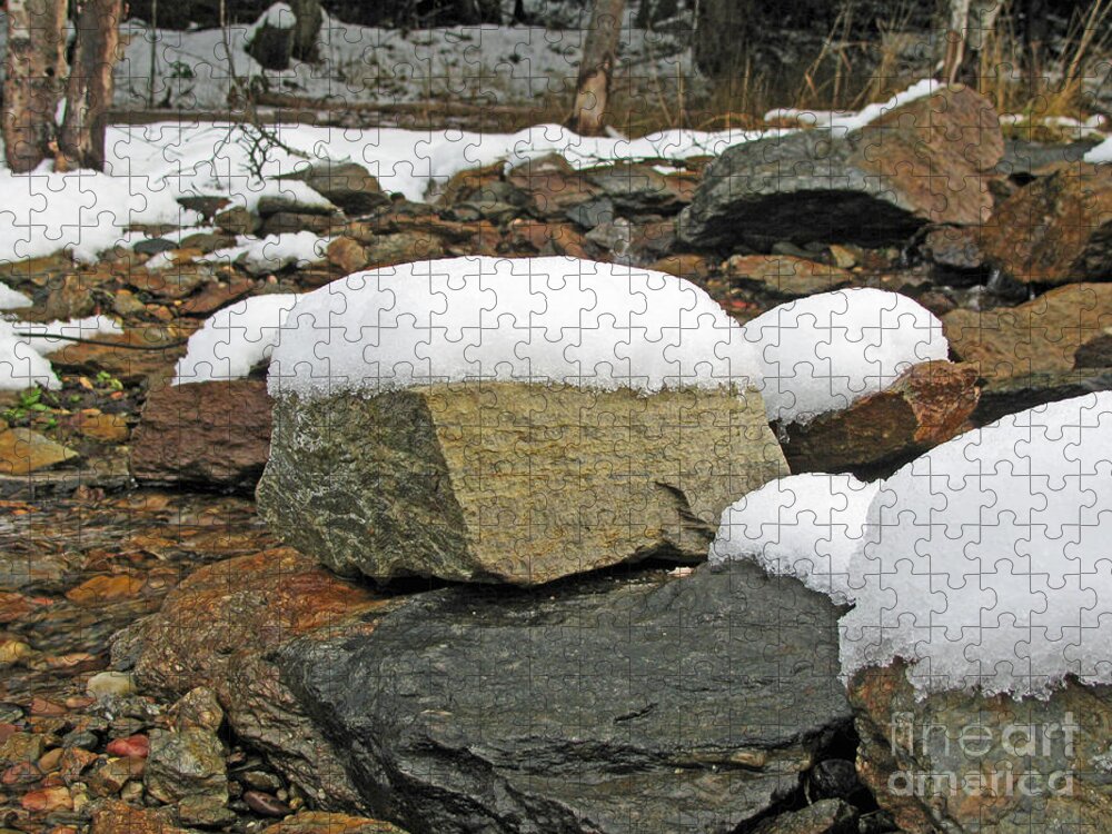 Rocks Jigsaw Puzzle featuring the photograph Rocks With Frosting by Leone Lund