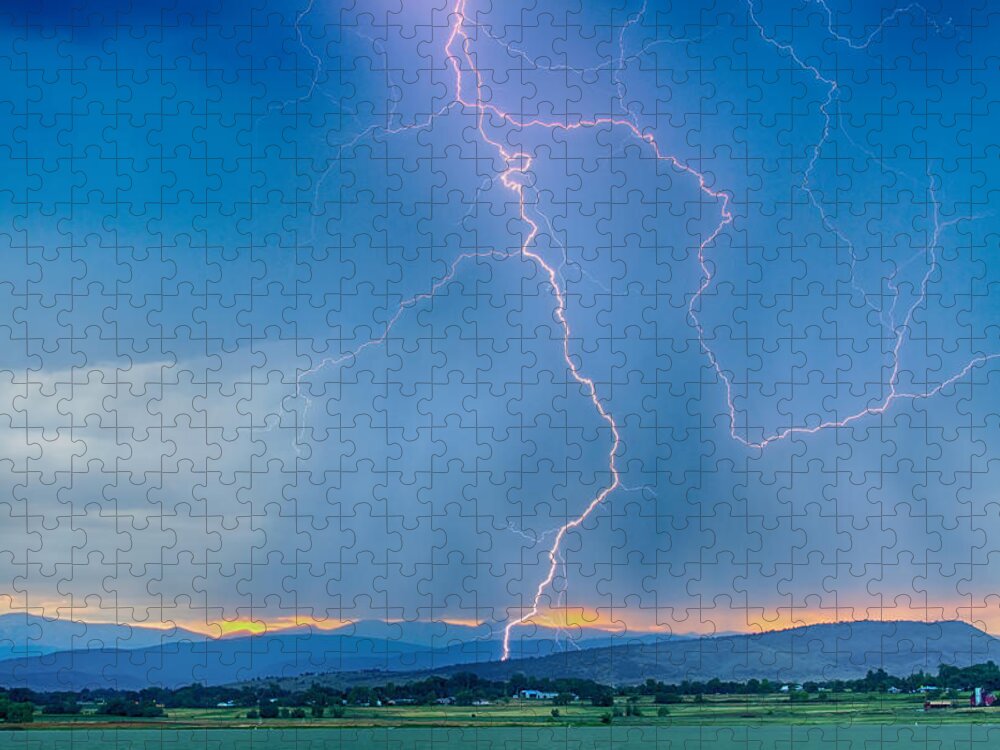 July Jigsaw Puzzle featuring the photograph Rocky Mountain Foothills Lightning Strikes 2 HDR by James BO Insogna