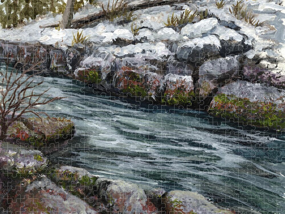 Landscape Jigsaw Puzzle featuring the painting Rocky Stream by Darice Machel McGuire
