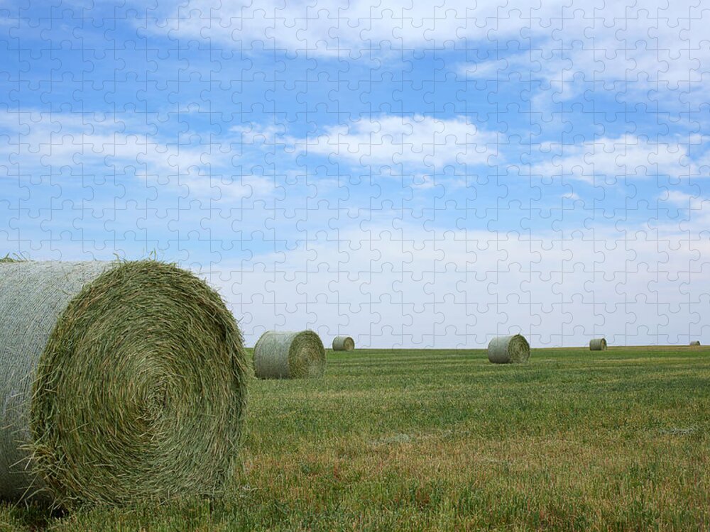 Hay Bales Photograph Jigsaw Puzzle featuring the photograph Rollin' Rollin' Rollin' by Jim Garrison