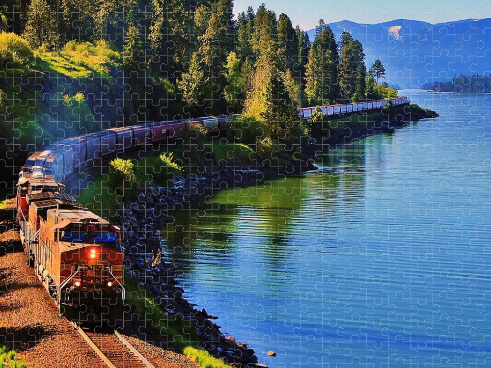 Train Jigsaw Puzzle featuring the photograph Rollin' Round the Bend by Benjamin Yeager