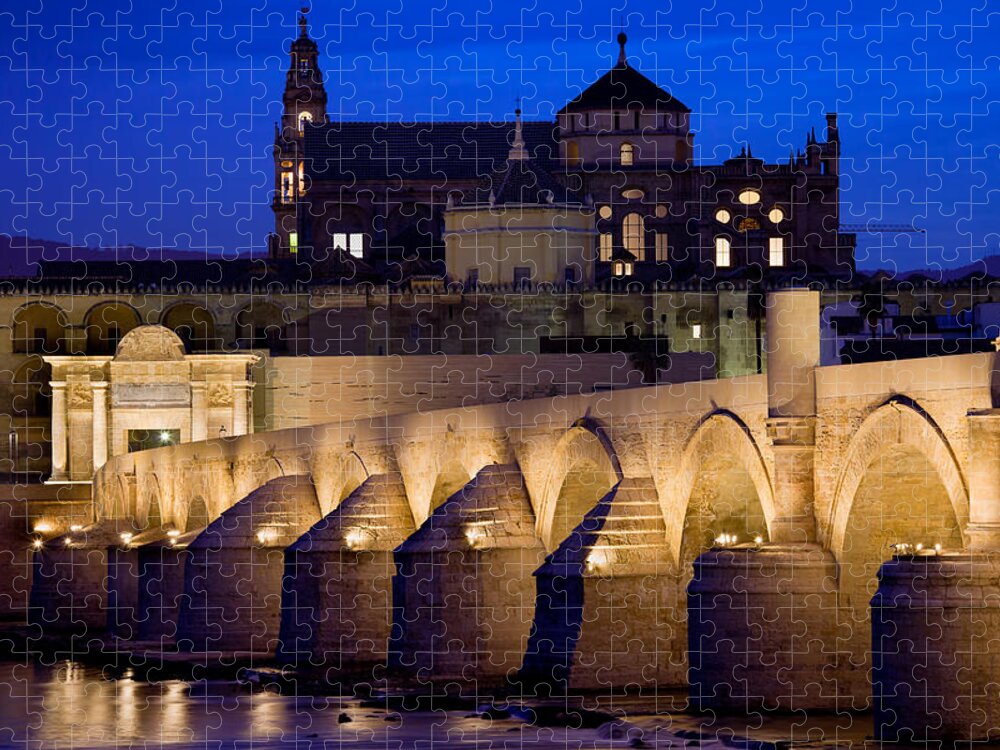 Cordoba Jigsaw Puzzle featuring the photograph Roman Bridge and Mezquita in Cordoba at Dawn by Artur Bogacki