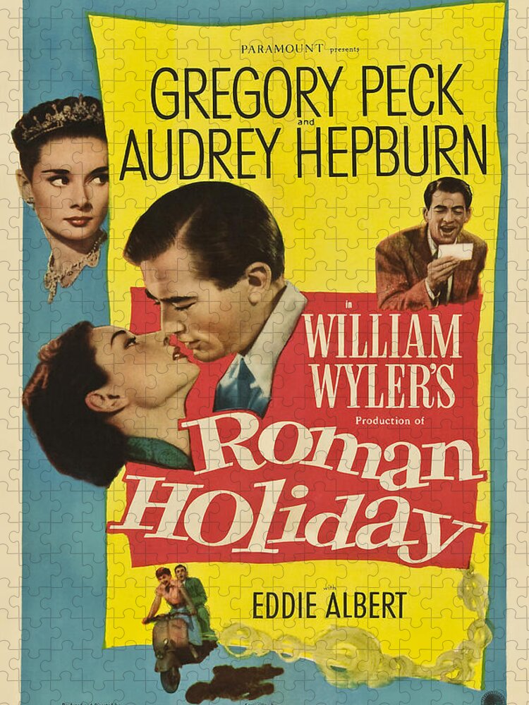Movie Poster Jigsaw Puzzle featuring the photograph Roman Holiday - 1953 by Georgia Clare
