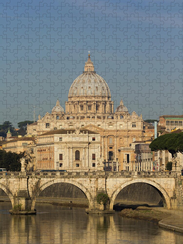 Photography Jigsaw Puzzle featuring the photograph Rome, Italy. St Peters Basilica. Tiber by Panoramic Images
