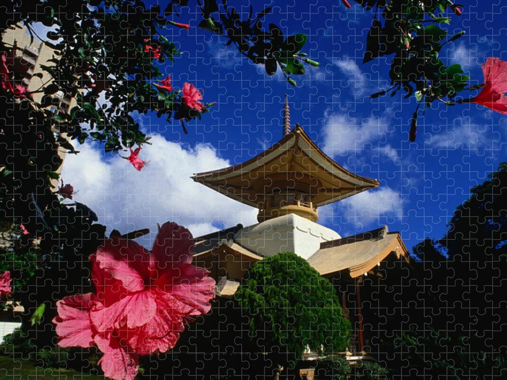 Honolulu Jigsaw Puzzle featuring the photograph Roof Detail Of Myohiji Temple Moss by John Elk