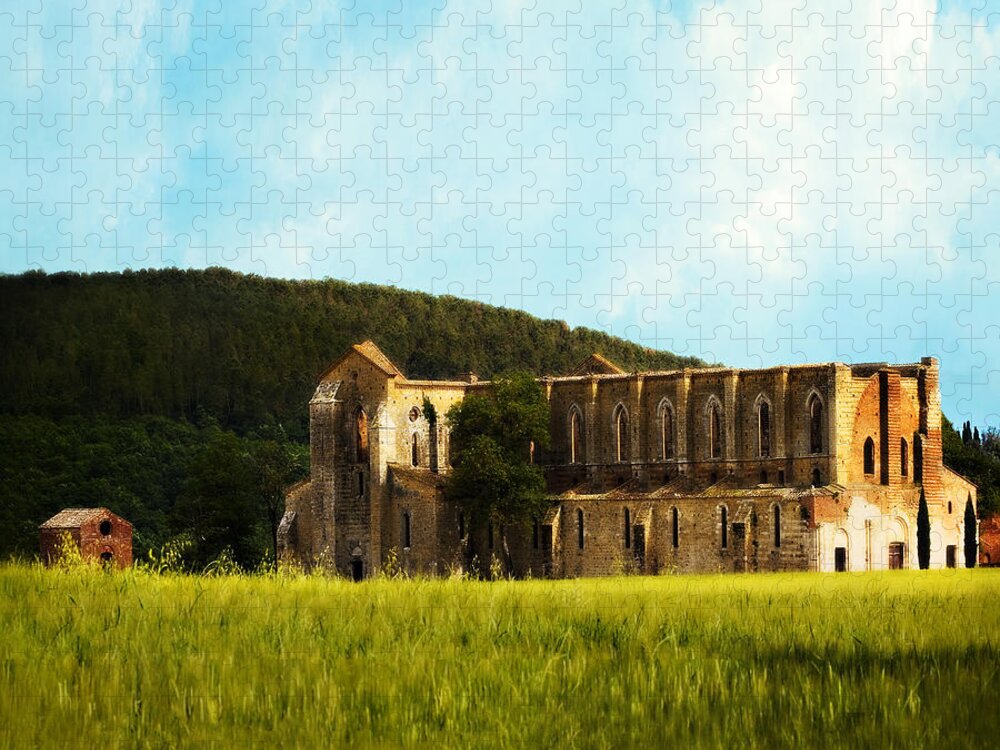 Roofless Jigsaw Puzzle featuring the photograph Roofless Chruch Tuscany Italy by Marilyn Hunt