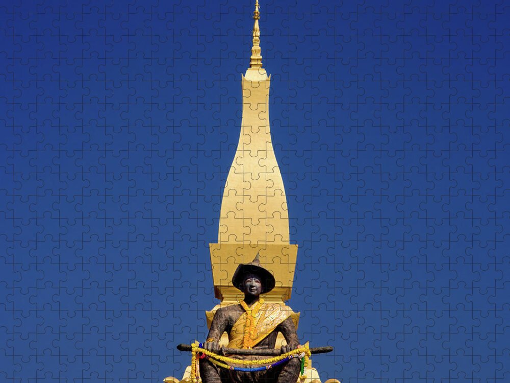 Gilded Jigsaw Puzzle featuring the photograph Rooftop Of Gold Buddhist Stupa, Pha by Miha Pavlin